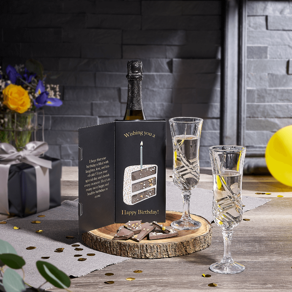Birthday Bash Champagne &amp; Chocolate Gift, champagne gift, champagne, sparkling wine gift, sparkling wine, chocolate gift, chocolate, birthday gift, birthday, Canada delivery