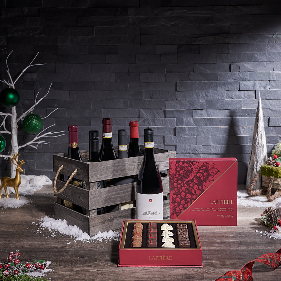 Bold Holiday Wine Crate, wine gift, wine, chocolate gift, chocolate, christmas gift, christmas, holiday gift, holiday, Canada delivery