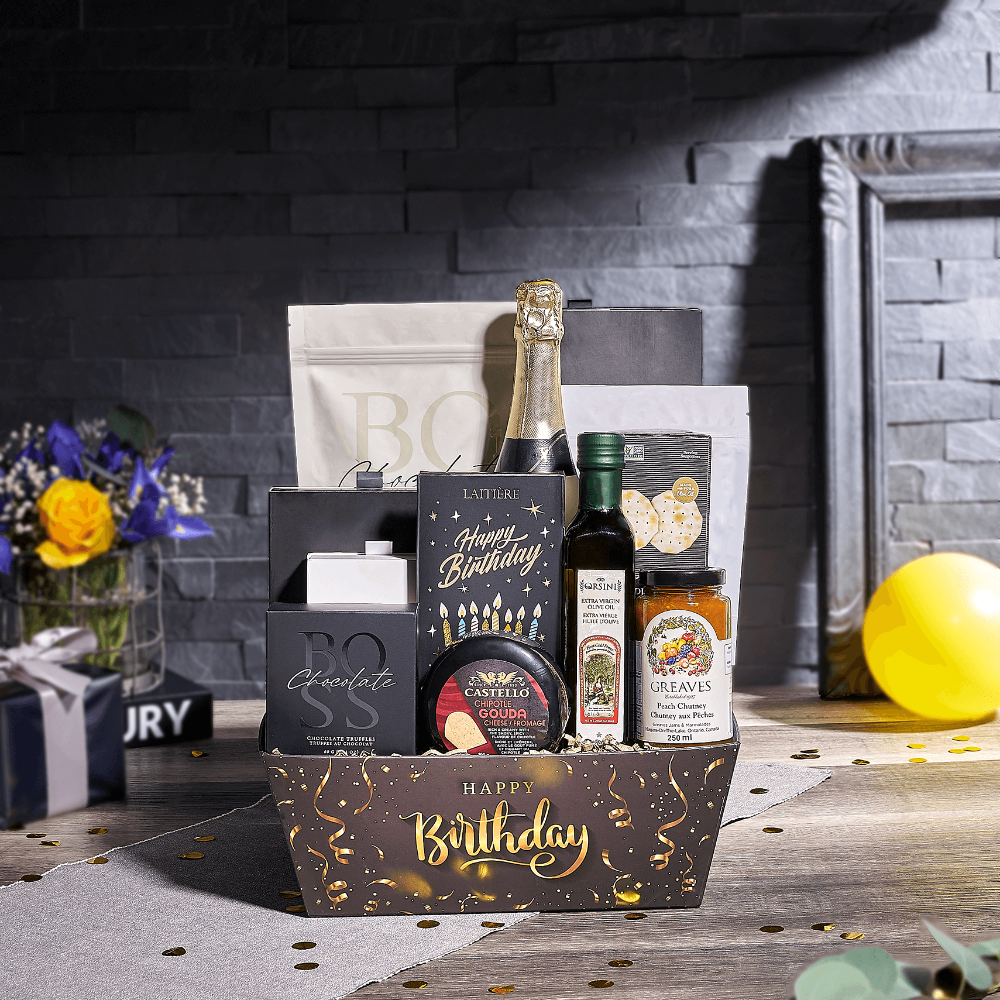 Champagne &amp; Birthday Treat Gift, champagne gift, champagne, sparkling wine gift, sparkling wine, chocolate gift, chocolate, birthday gift, birthday, Canada delivery