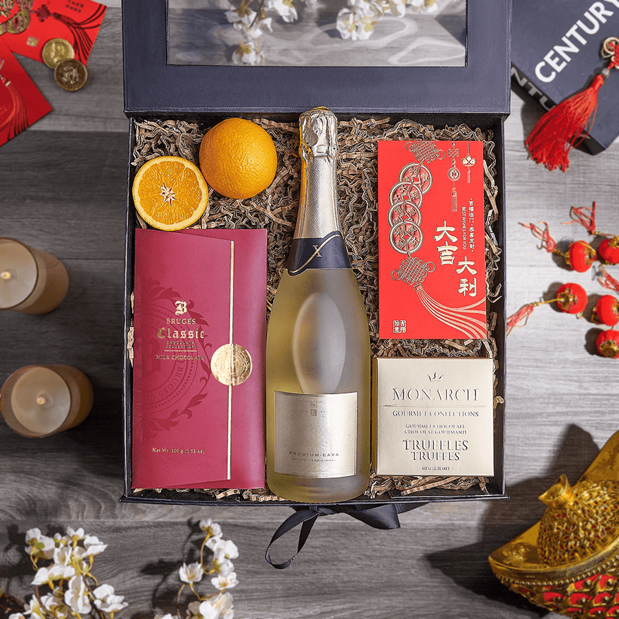 Champagne & Good Fortune Gift Box, champagne gift, champagne, sparkling wine gift, sparkling wine, chinese new year gift, chinese new year, lunar new year gift, lunar new year, Canada delivery