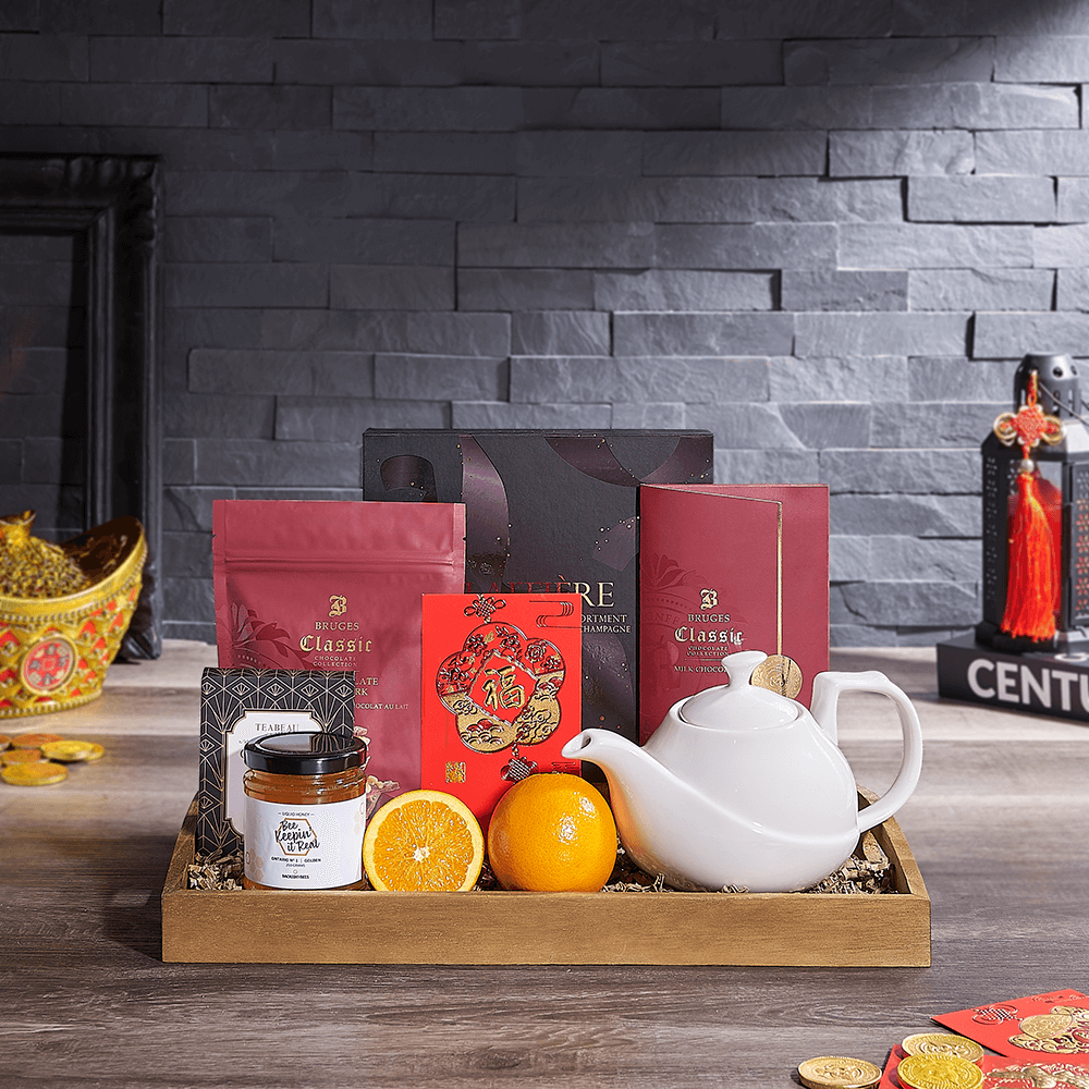 Chinese New Year Tea &amp; Chocolate Tray, chinese new year gift, chinese new year, lunar new year gift, lunar new year, tea gift, tea, Canada delivery