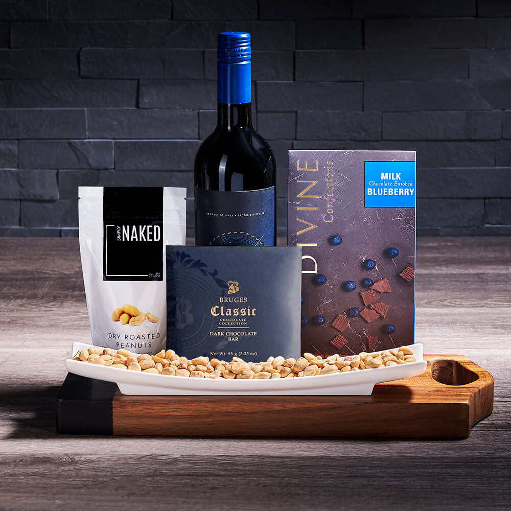 Chocolate &amp; Nuts Wine Gift, wine gift, wine, gourmet gift, gourmet, nuts gift, nuts