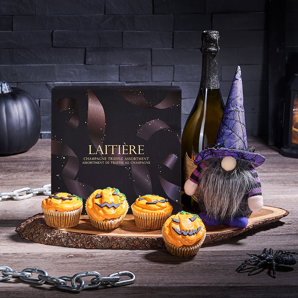 Halloween Party Champagne &amp; Cupcake Set, halloween gift, halloween, gourmet gift, gourmet, champagne gift, champagne, sparkling wine gift, sparkling wine, cupcake gift, cupcake