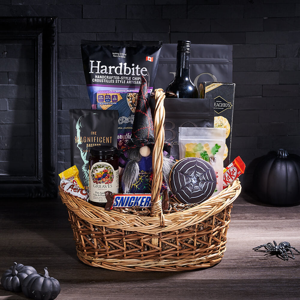 Halloween Wine &amp; Treat Gift, candy gift, candy, gourmet gift, gourmet, wine gift, wine, halloween gift, halloween, coffee gift, coffee