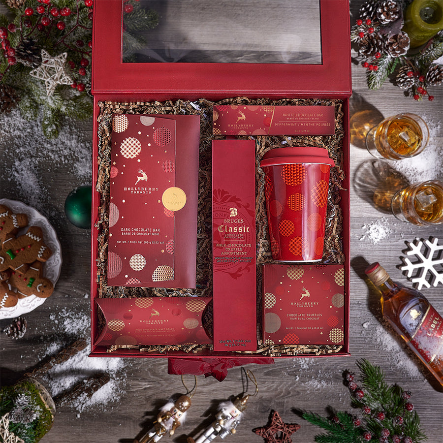 Holiday Chocolate & Travel Cup Gift, christmas gift basket, christmas gift, christmas, holiday gift basket, holiday gift, holiday, gift basket, gift, gourmet gift basket, gourmet gift, gourmet