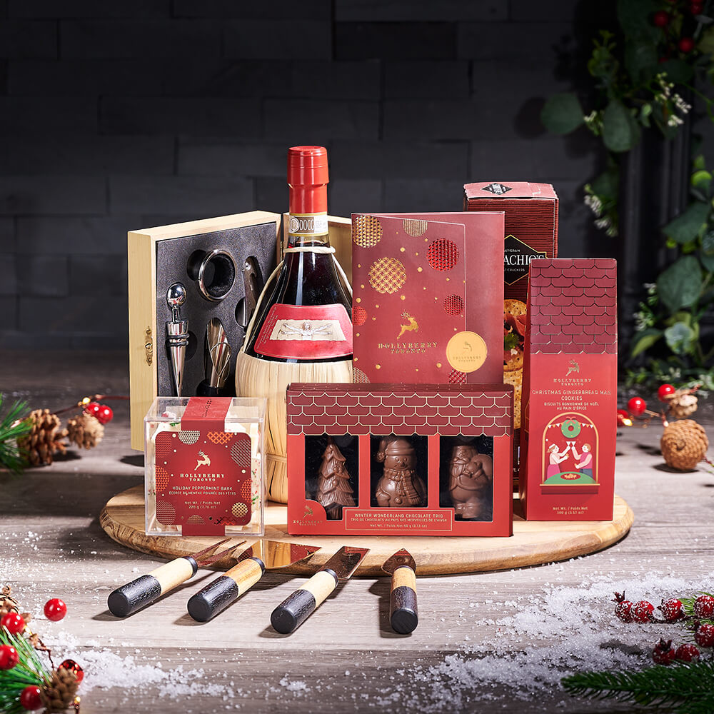 Jolly Holiday Wine &amp; Chocolate Gift, wine gift, wine, christmas gift, christmas, holiday gift, holiday, gourmet gift, gourmet