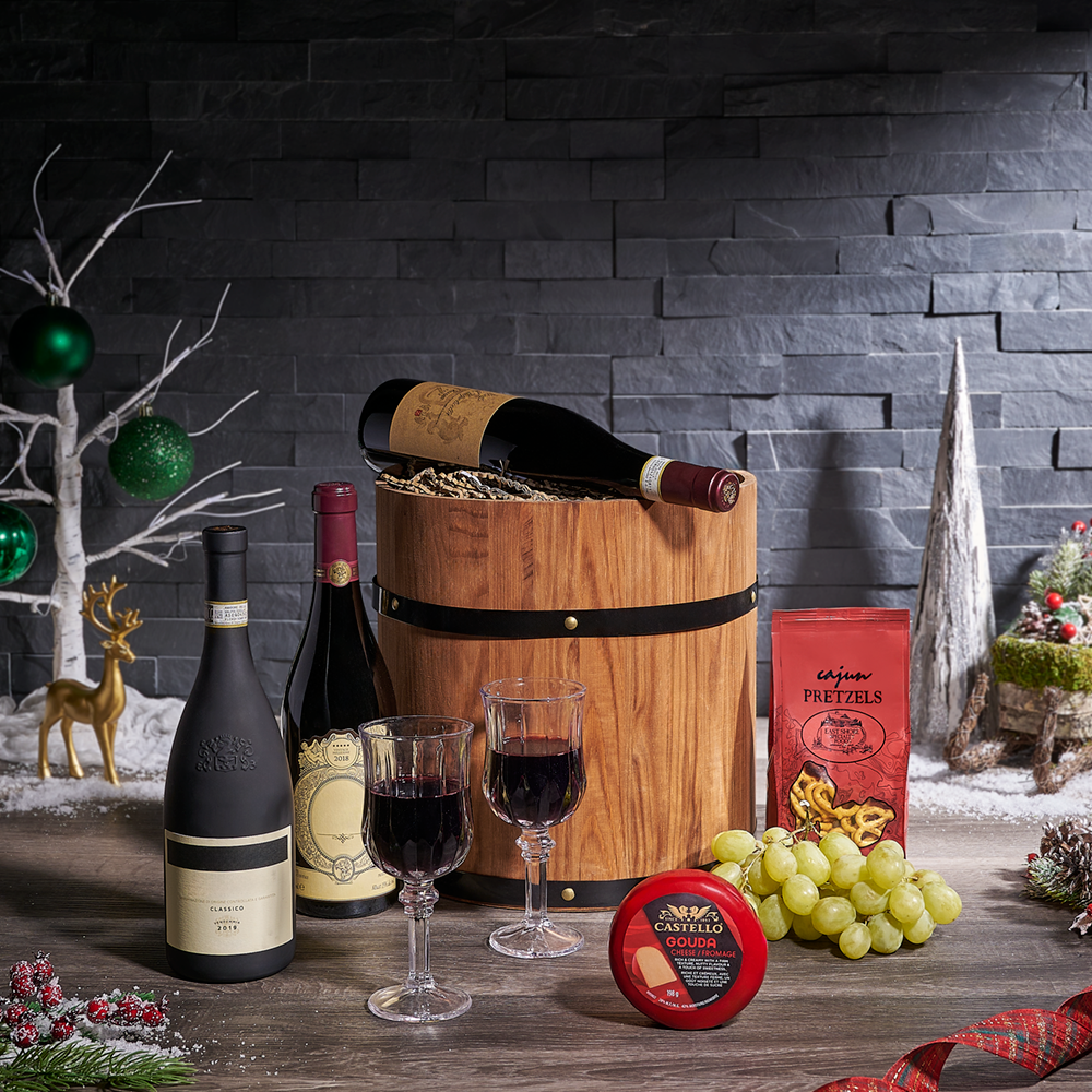 Joyful Holiday Wine Barrel, wine gift, wine, christmas gift, christmas, holiday gift, holiday, Canada delivery