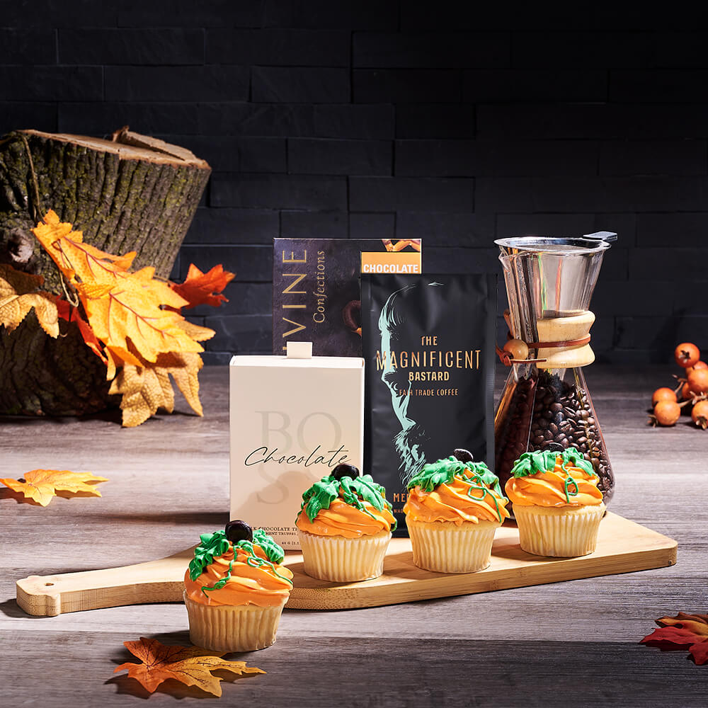 Thanksgiving Coffee & Cupcakes Gift, coffee gift, coffee, cupcake gift, cupcake, thanksgiving gift, thanksgiving, gourmet gift, gourmet, fall gift, fall