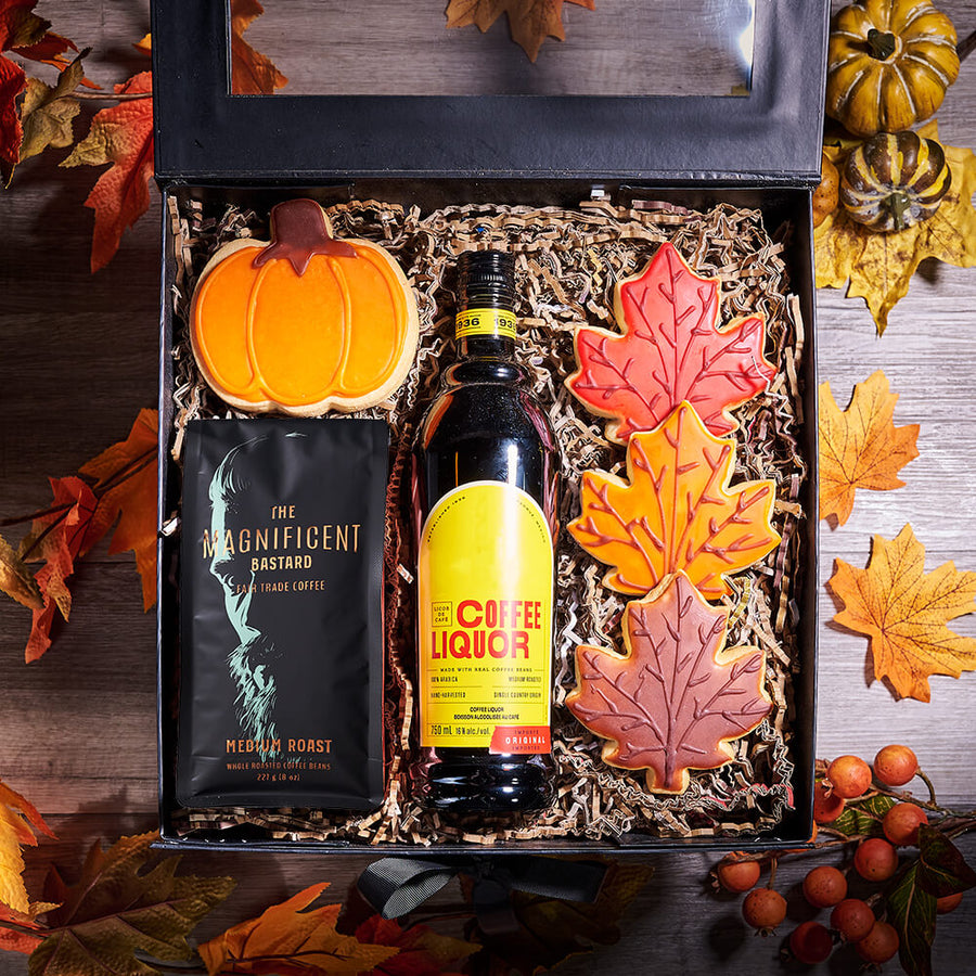 Thanksgiving Cookie & Coffee Box, liquor gift, liquor, gourmet gift, gourmet, cookie gift, cookie, coffee gift, coffee, thanksgiving gift, thanksgiving