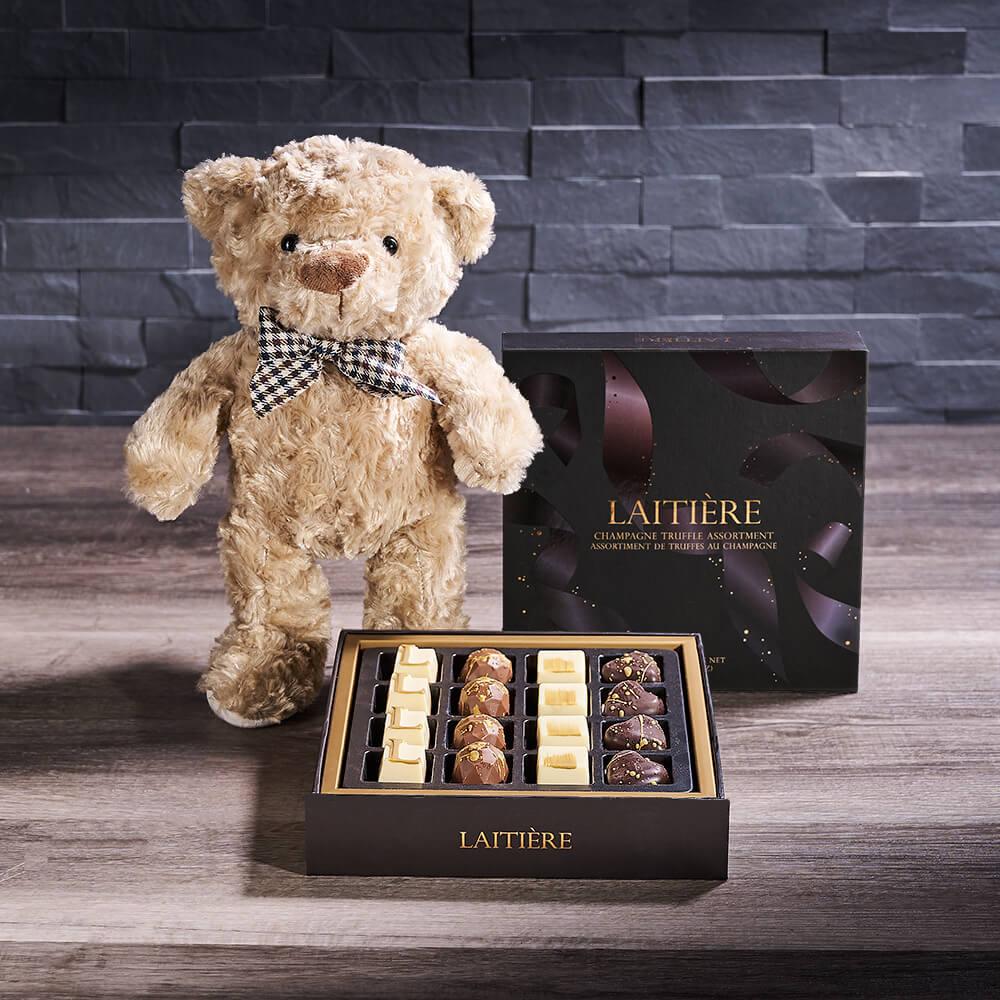 Truffle &amp; Teddy Gift Set, chocolate gift, chocolate, gourmet gift, gourmet, plush gift, plush, teddy bear gift, teddy bear