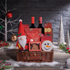 Wine Duo Christmas Snack Gift Basket, wine gift, wine, christmas gift, christmas, chocolate gift, chocolate, cookie gift, cookie, Canada delivery