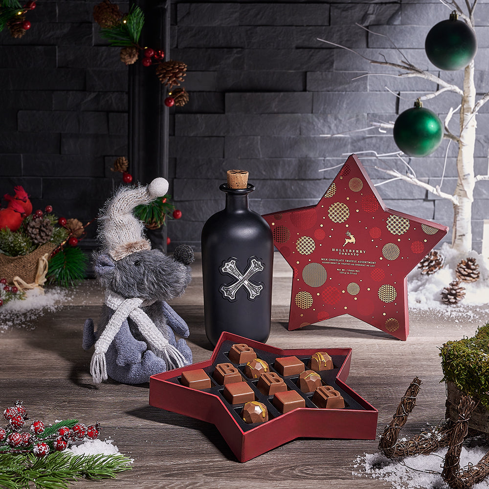 Wonderful Christmastime Spirits Gift, liquor gift, liquor, chocolate gift, chocolate, christmas gift, christmas, holiday gift, holiday, Canada delivery
