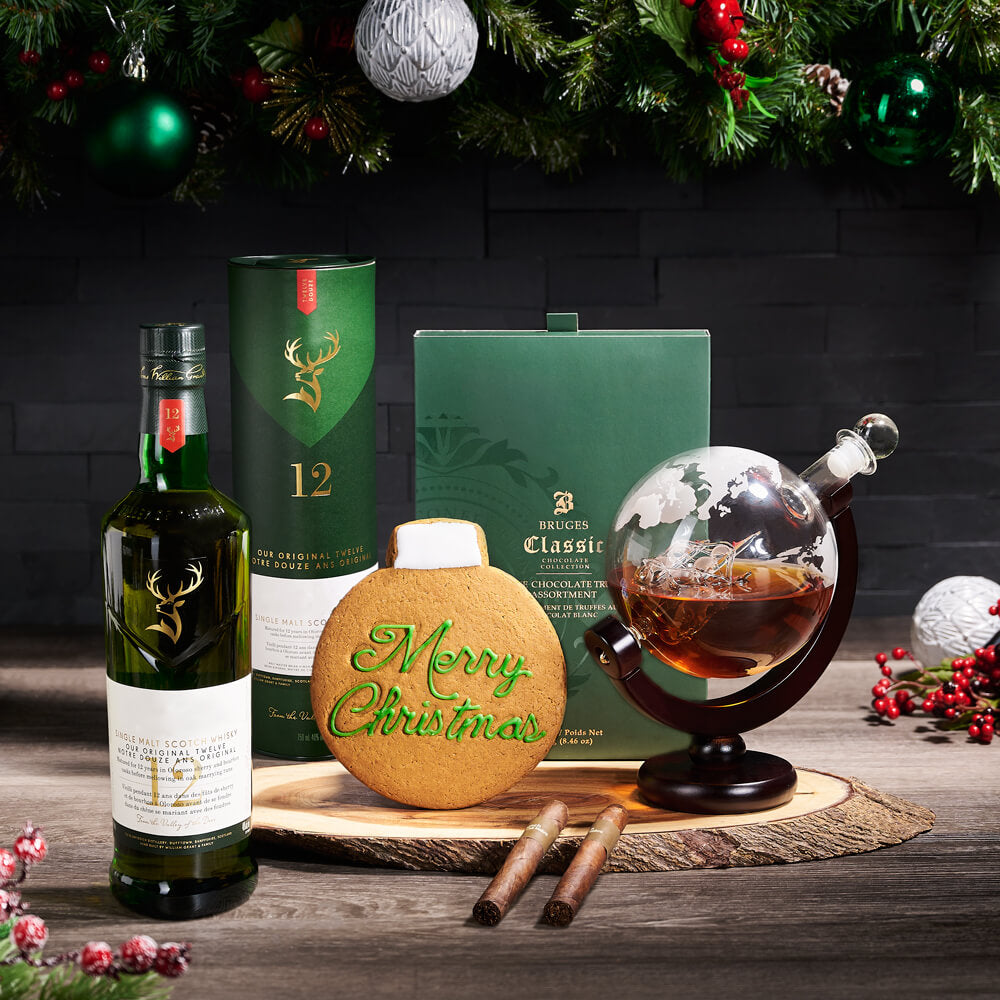 Around the World Liquor Decanter BroCrate, Christmas gift, christmas, holiday gift, holiday, liquor gift, liquor, decanter gift, decanter, cigar gift, cigar, chocolate gift, chocolate