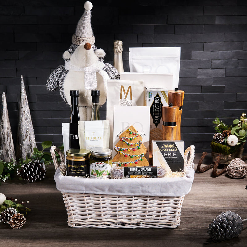 Christmas Champagne & Pasta Gift Basket, christmas gift, christmas, holiday gift, holiday, champagne gift, champagne, sparkling wine gift, sparkling wine, gourmet gift, gourmet