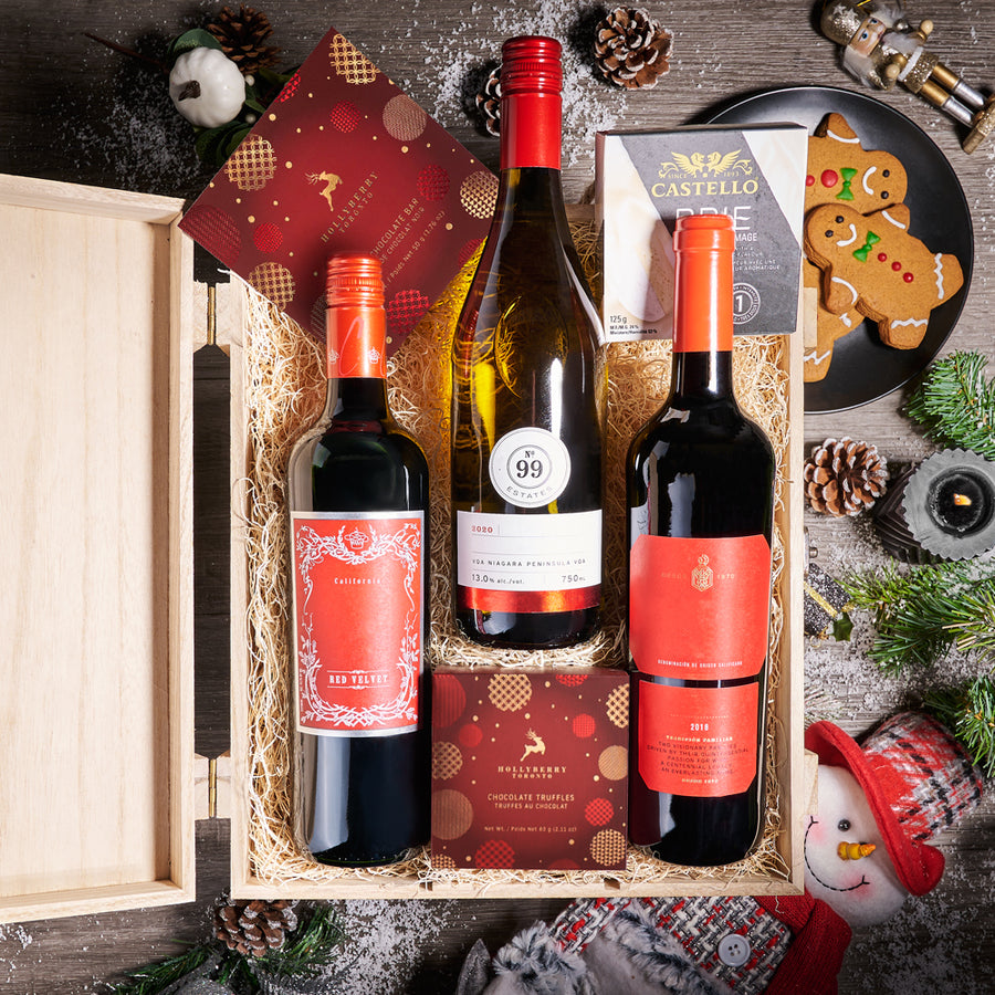 Holly Jolly Wine Gift Basket – Christmas gift baskets – Canada delivery -  BroCrates Canada