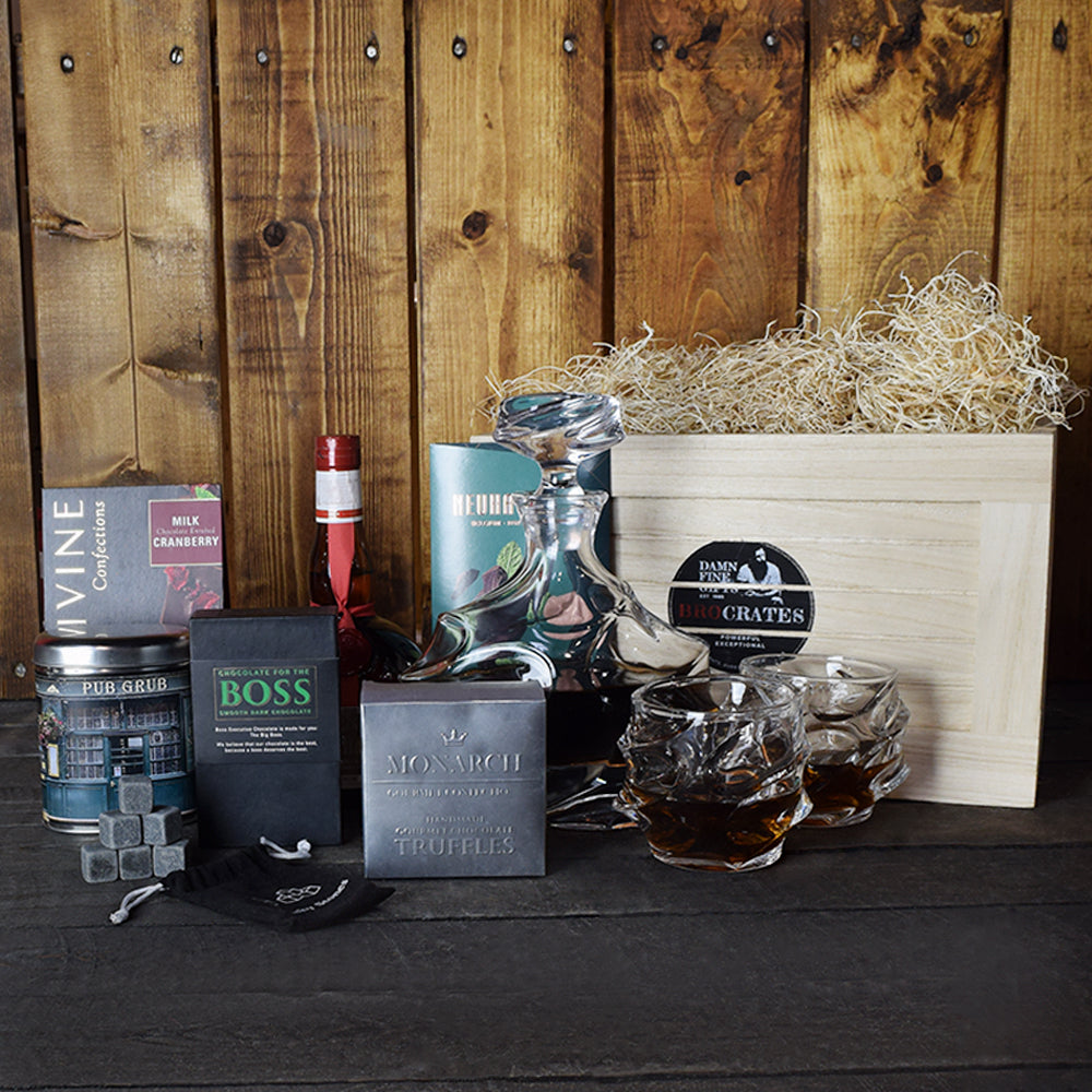 Elaborate Liquor BroCrate, liquor gift crates, Christmas gift crates