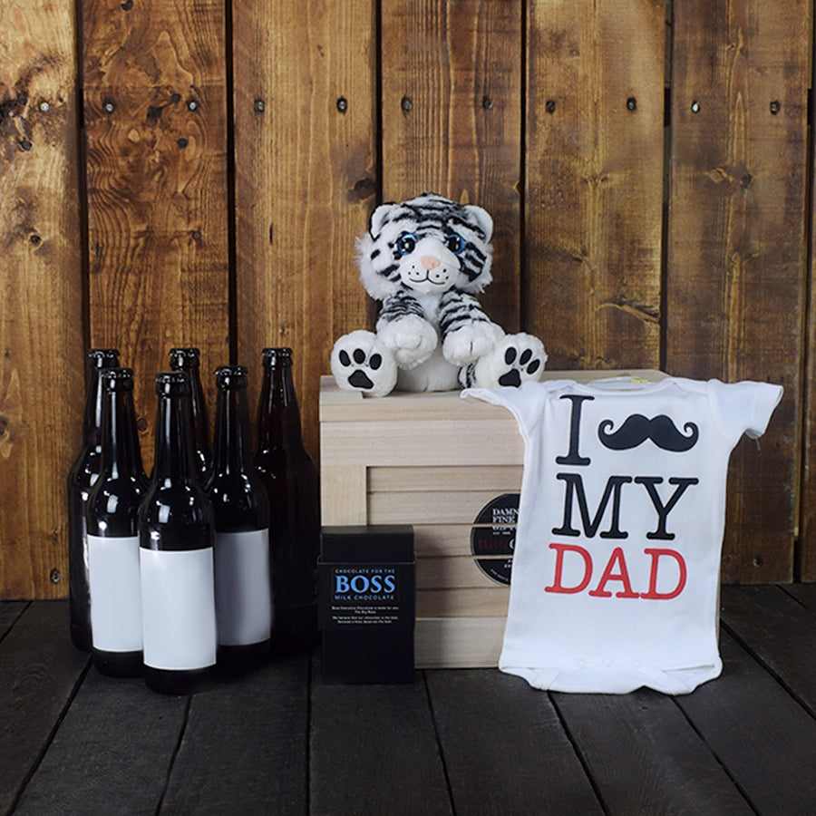 CELEBRATE FATHERHOOD WITH BEER GIFT BASKET, baby boy gift basket, welcome home baby gifts, new parent gifts