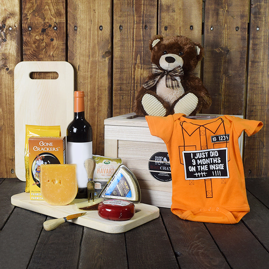 UNIQUE BABY GIFT BASKET WITH WINE, baby boy gift basket, welcome home baby gifts, new parent gifts