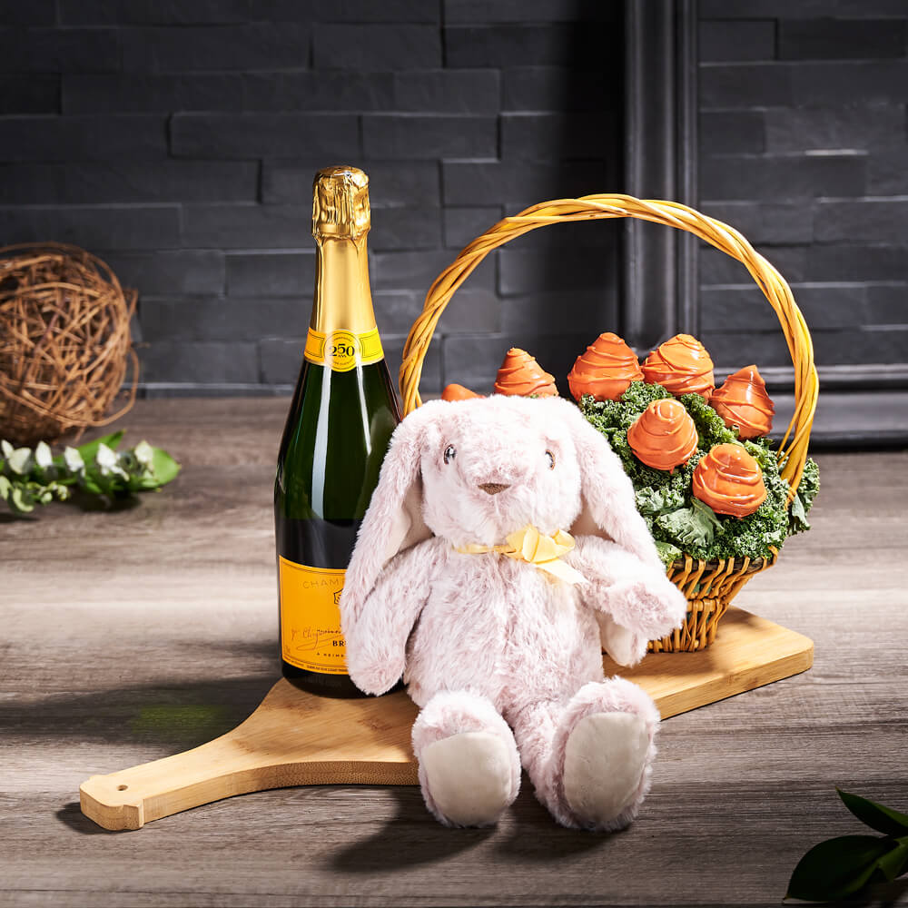 Easter Bunny Chocolate Strawberry Gift, easter gift, easter, chocolate covered strawberry gift, chocolate covered strawberry, champagne gift, champagne, sparkling wine gift, sparkling wine, gourmet gift, gourmet