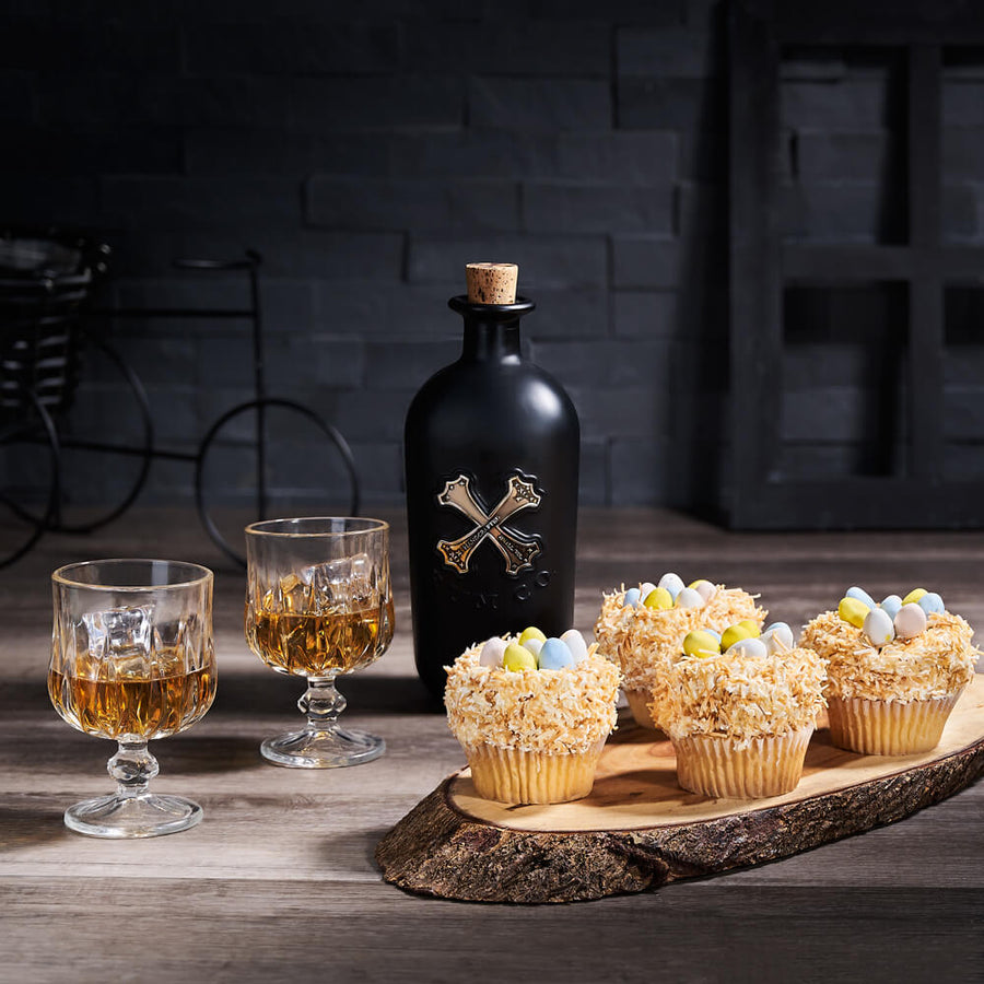 Easter Cupcake & Liquor Gift Set, liquor gift, liquor, easter gift, easter, cupcake gift, cupcakes, gourmet gift, gourmet