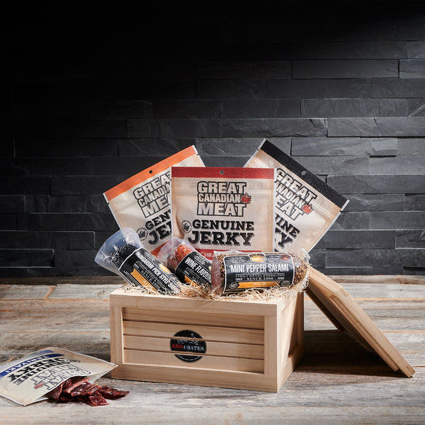 Pound Of Canadian Meat BroCrate, gifts for men, salami, beef jerky