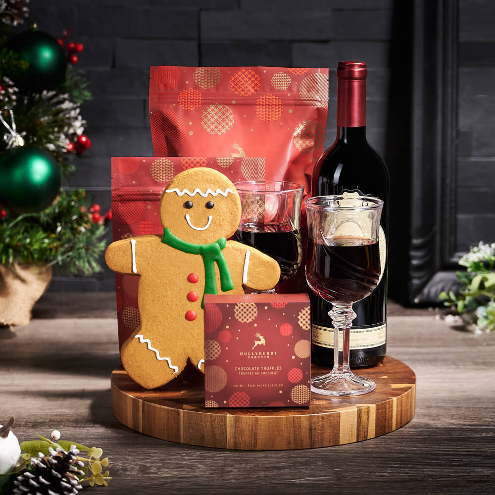 Holiday Wine &amp; Gingerbread Gift, christmas gift, christmas, holiday gift, holiday, wine gift, wine, gourmet gift, gourmet