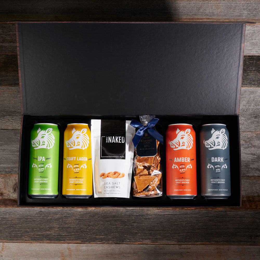Assorted Craft Beer & Snack Set, beer gift baskets, gourmet gifts, gifts, beer, nuts