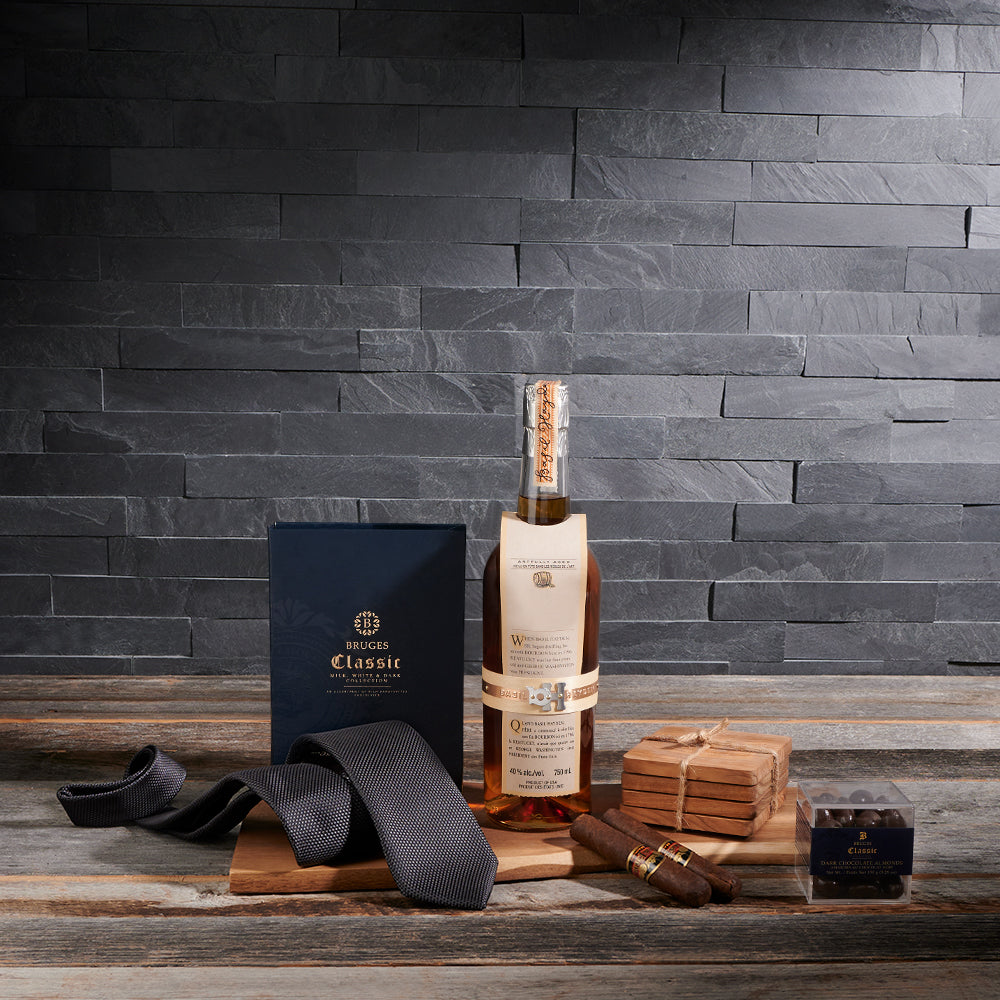 The Classy Gentleman Liquor Basket, liquor gift baskets, gourmet gifts, gifts, liquor