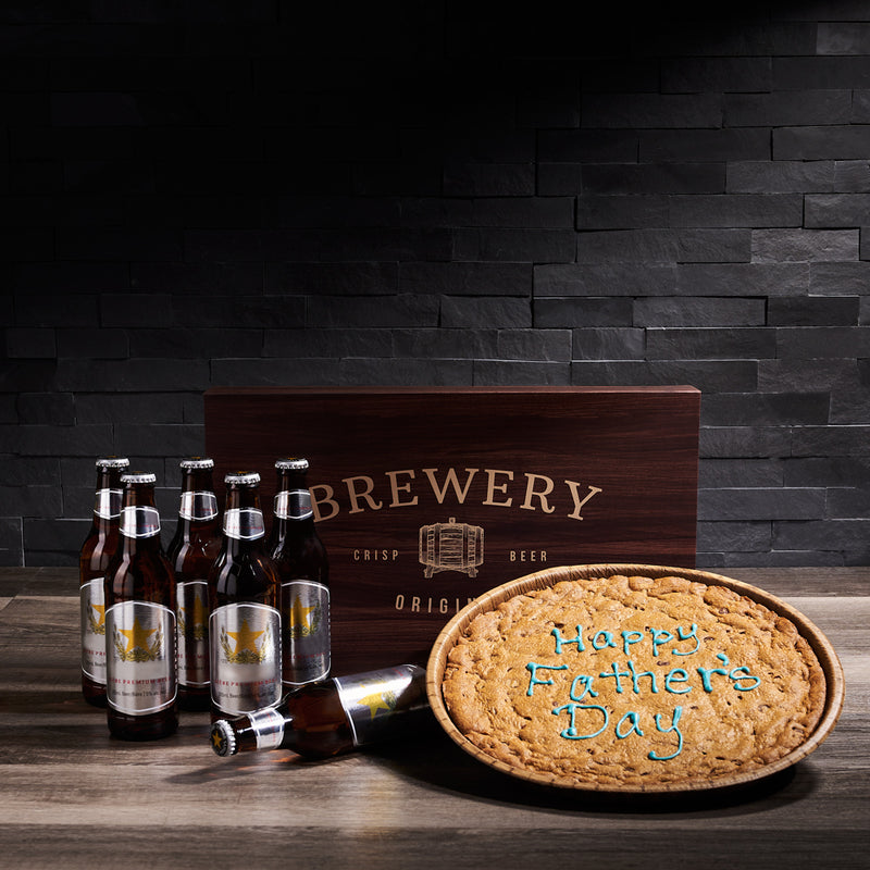 Father's Day Giant Cookie & Beer Gift, beer gift, beer, beer gift basket, fathers day, fathers day gift basket, giant cookie gift