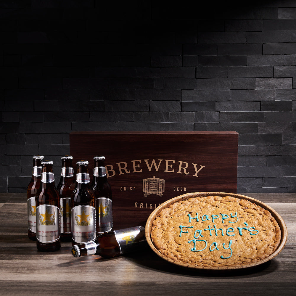 Father's Day Giant Cookie & Beer Gift, beer gift, beer, beer gift basket, fathers day, fathers day gift basket, giant cookie gift