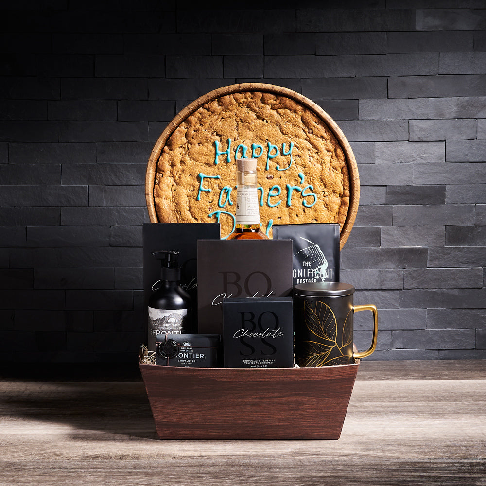 The "Happy Father's Day" BroCrate, liquor gift, liquor, liquor gift basket, giant cookie, cookie gift, coffee, coffee gift, fathers day, fathers day gift