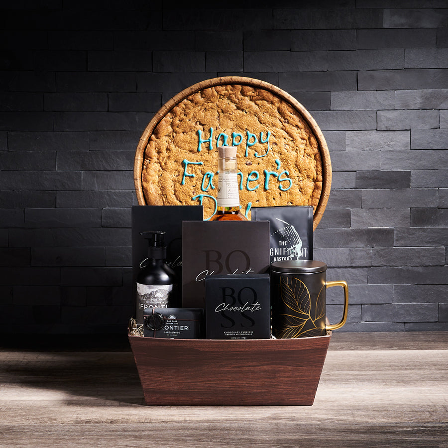 The "Happy Father's Day" BroCrate, liquor gift, liquor, liquor gift basket, giant cookie, cookie gift, coffee, coffee gift, fathers day, fathers day gift