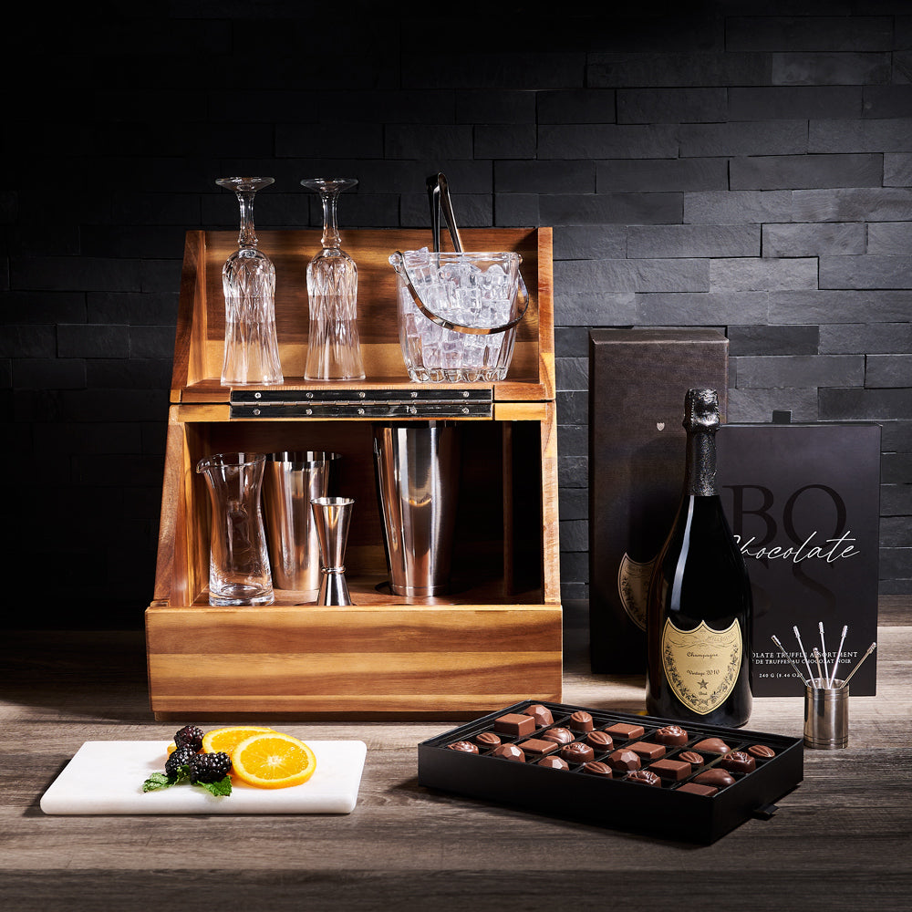 Sparkling Wine &amp; Table Top Bar Gift, sparkling wine gift, sparkling wine, champagne, champagne gift, bar gift, barkeeper gift