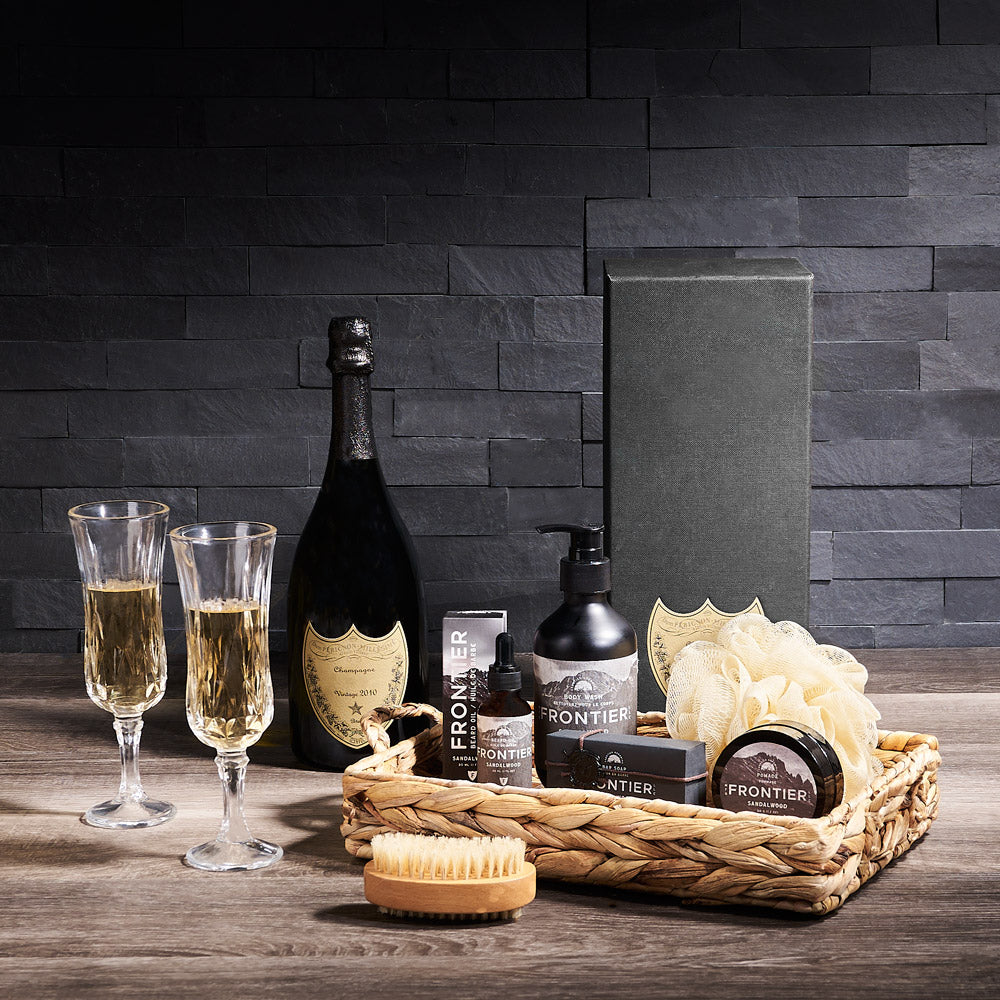 congratulations gift basket with premium food and drink items