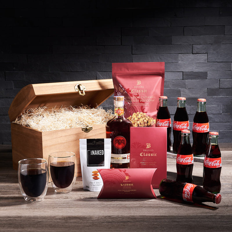 Mixed Drink & Snack Chest, liquor gift, liquor, rum & coke gift, fathers day, fathers day gift