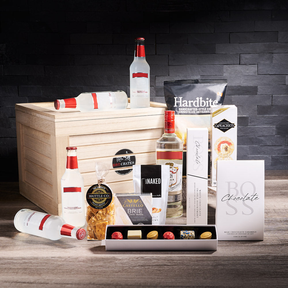 Weekend Special Gourmet Gift Basket, liquor gift, liquor, snack gift, fathers day, fathers day gift, gourmet gift, gourmet snacks