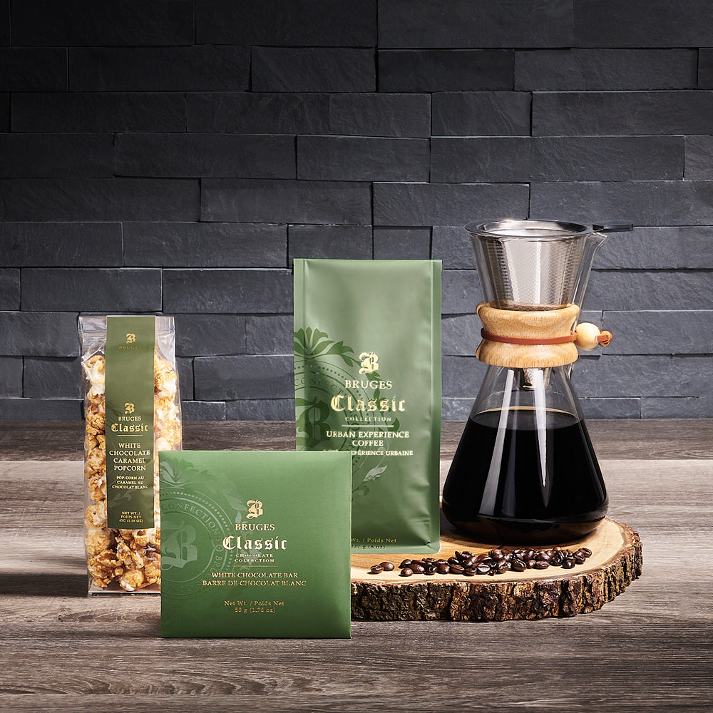 Pour Over & Coffee Gift, coffee gift, coffee, gourmet gift, gourmet, chocolate gift, chocolate