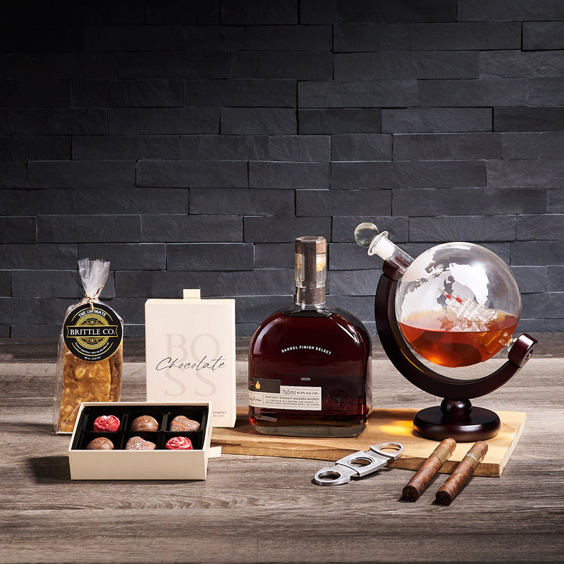 Decanter & Cigar Luxury Gift, liquor gift, liquor, cigar gift, cigars, decanter gift, decanter, fathers day, fathers day gift