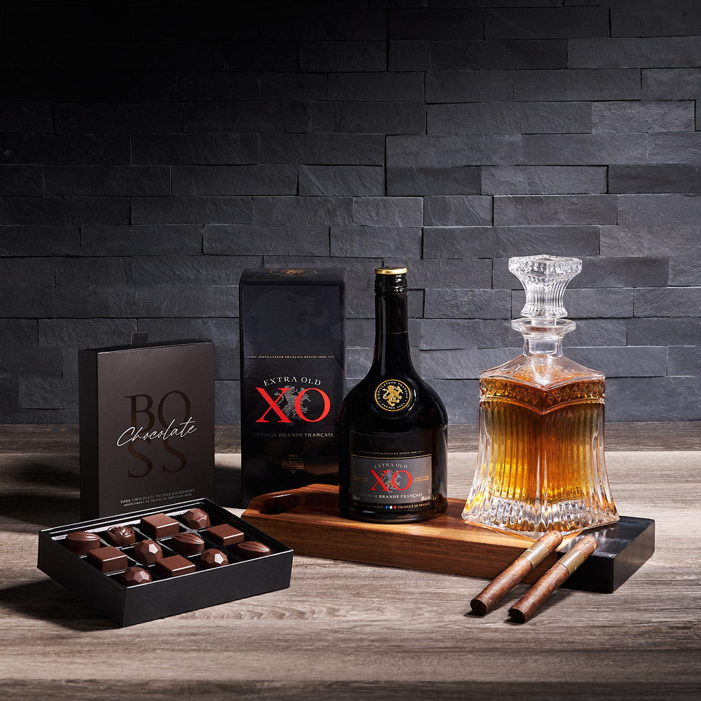 Refined Excellence Liquor Gift, liquor gift, liquor, cigar gift, cigars, decanter, decanter gift