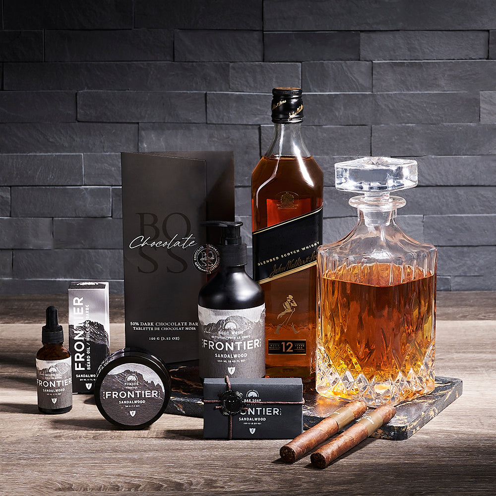 The Relaxation & Pampered Gift For Him, liquor gift, liquor, decanter gift, decanter, cigar gift, cigar, fathers day gift, fathers day