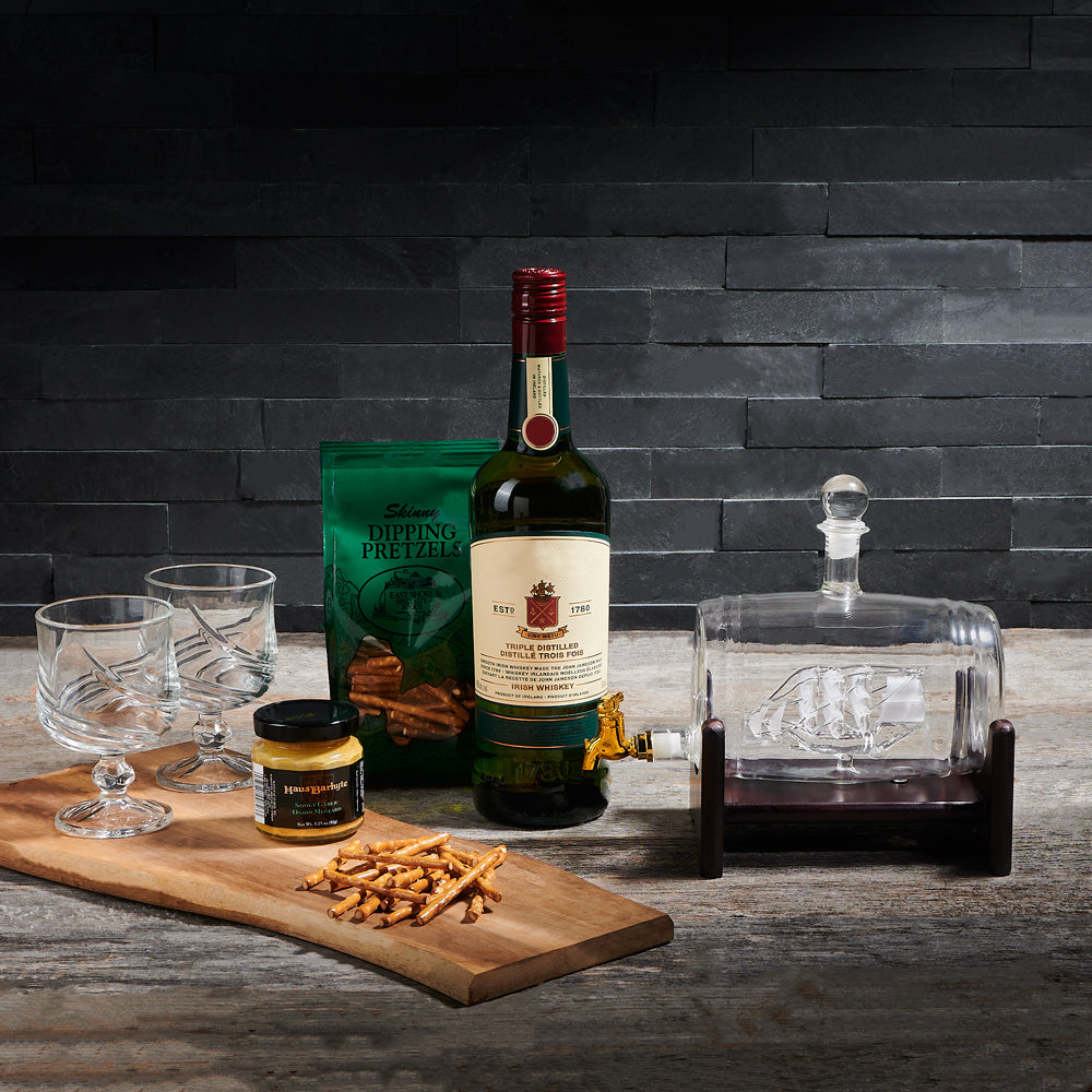 Smooth Sailing Liquor &amp; Decanter Gift Set, st patricks day gifts, gourmet gifts, liquor gifts