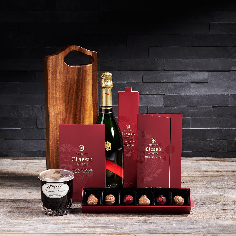 Celebratory Bubbly &amp; Dessert Gift Set, champagne gift, chocolate gift, celebratory gift