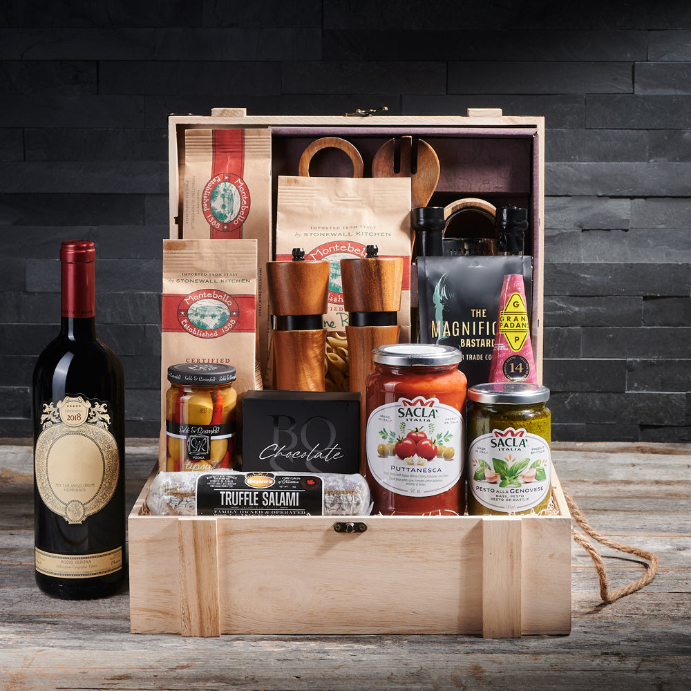 Taste of Italy BroCrate, gourmet gift, pasta gift, wine gift, meal kit
