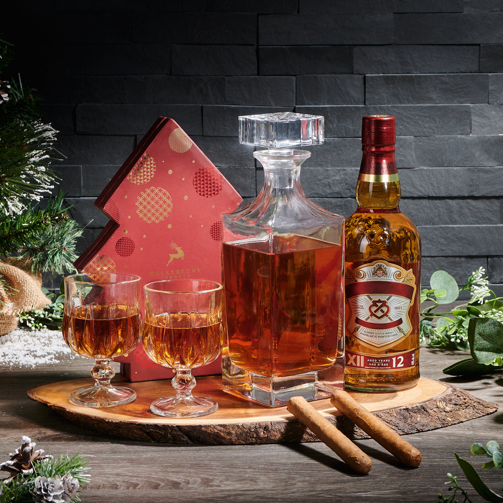 Holiday Spirits & Decanter Gift, liquor gift, liquor gift basket, liquor, christmas gift basket, christmas gift, christmas, holiday gift basket, holiday gift, holiday