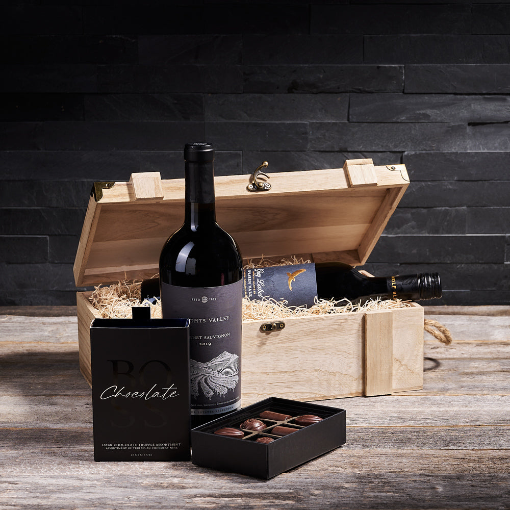The Wine & Chocolate BroCrate Duo, chocolate gift, wine gift